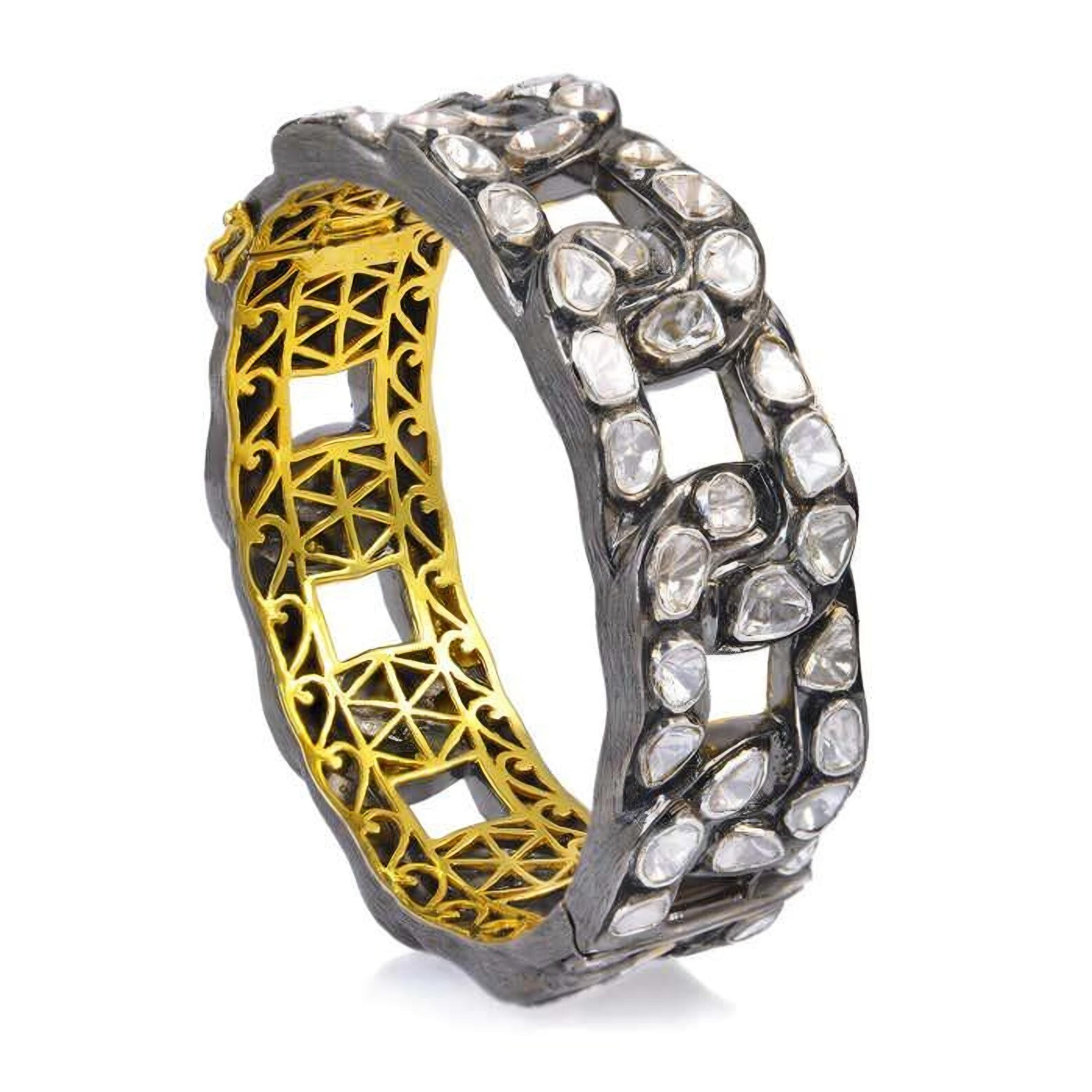 Women's Antique Polki Diamond Bracelet Natural Diamond Victorian Bracelet For Sale