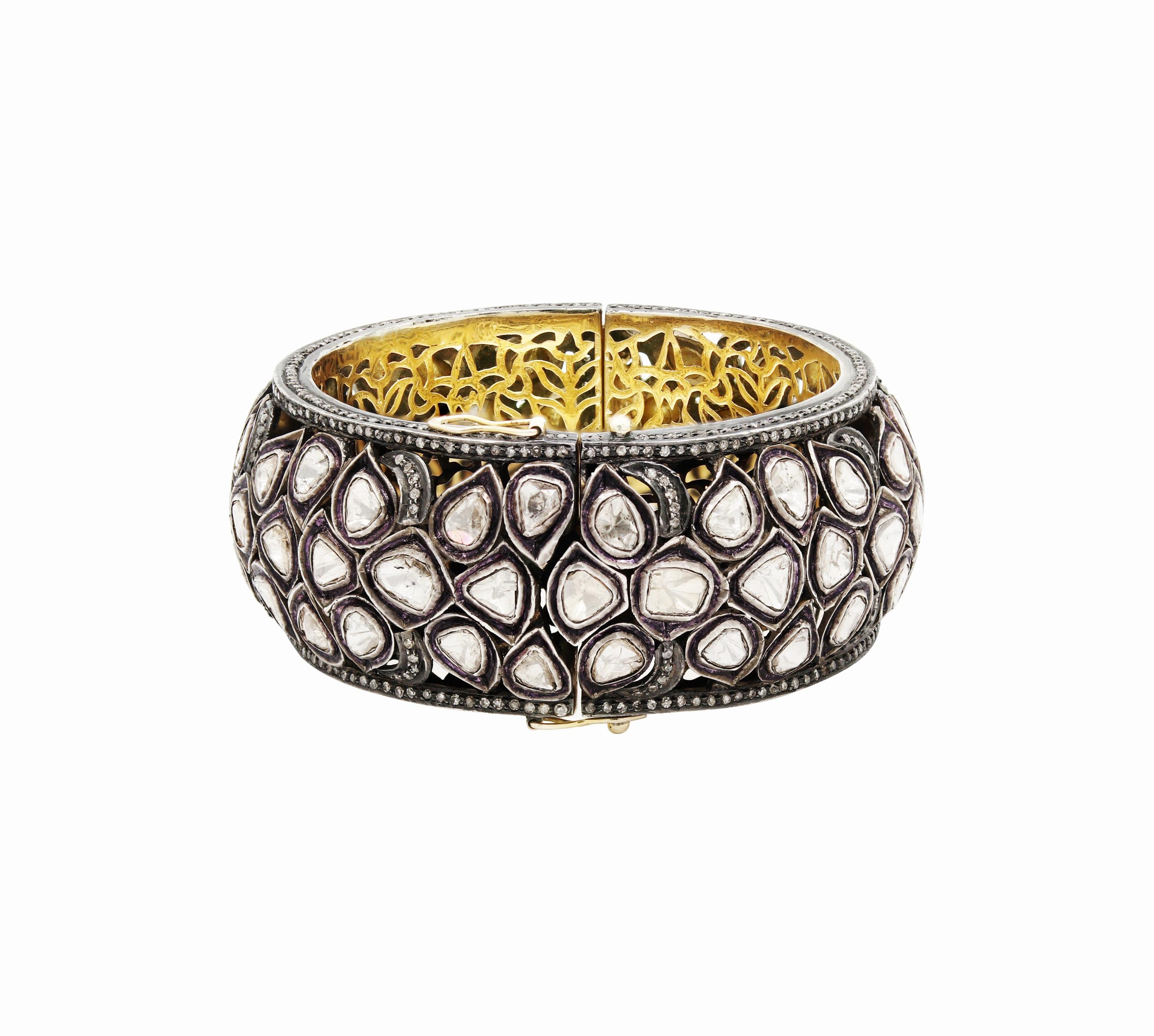 Women's Antique Polki Diamond Bracelet Natural Diamond Victorian Bracelet For Sale