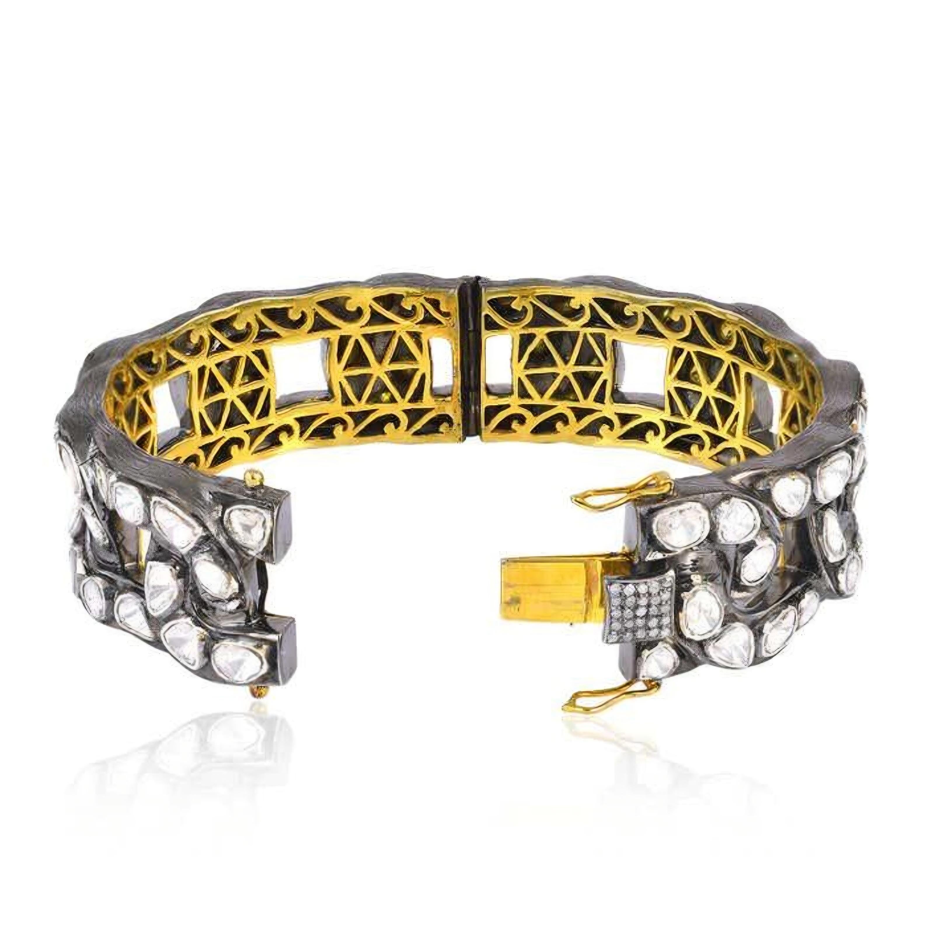Antique Polki Diamond Bracelet Natural Diamond Victorian Bracelet For Sale 1