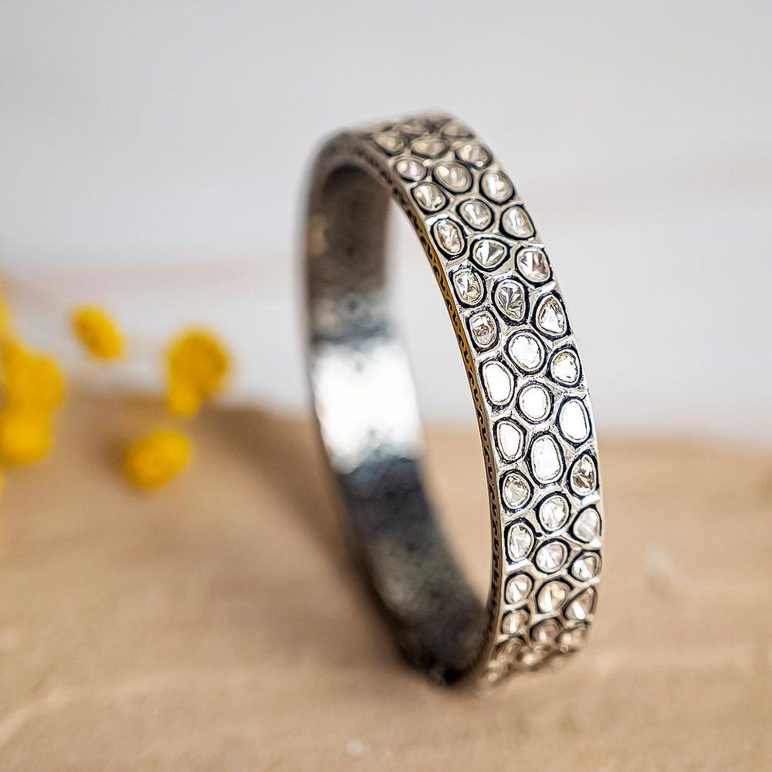 Antique Polki Diamond Bracelet Natural Diamond Victorian Bracelet For Sale 2
