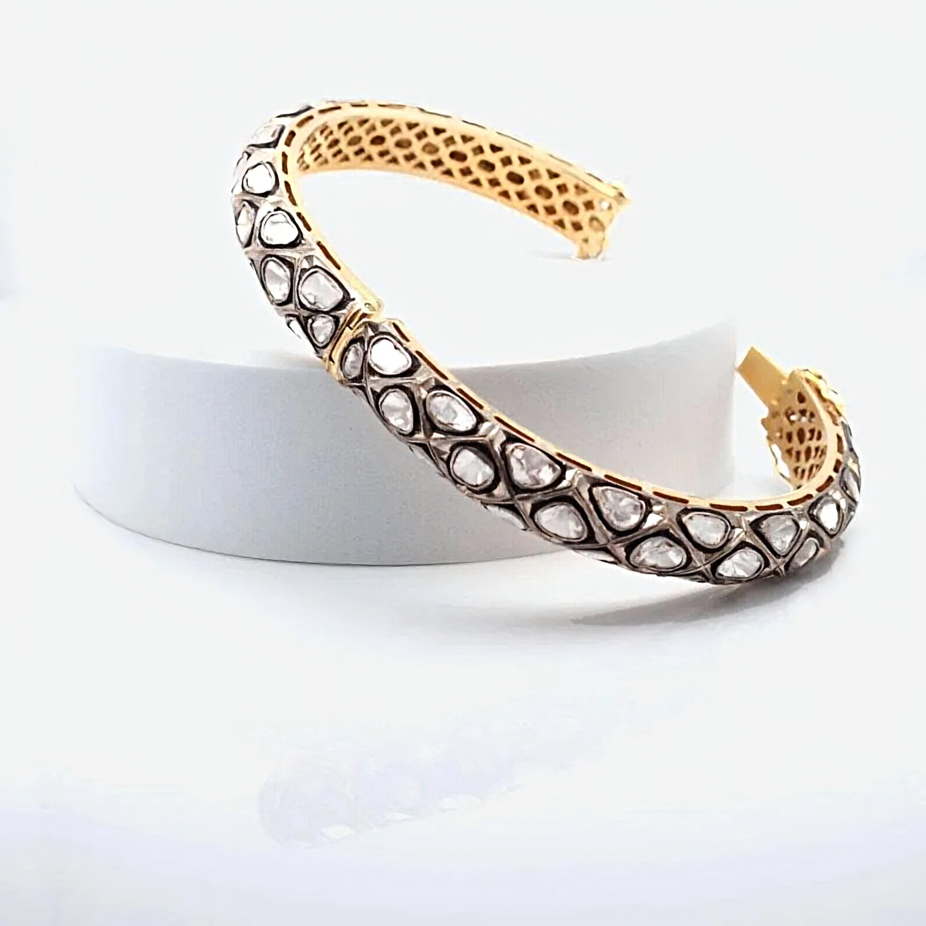 Bracelet victorien ancien Polki avec diamants naturels en vente 2