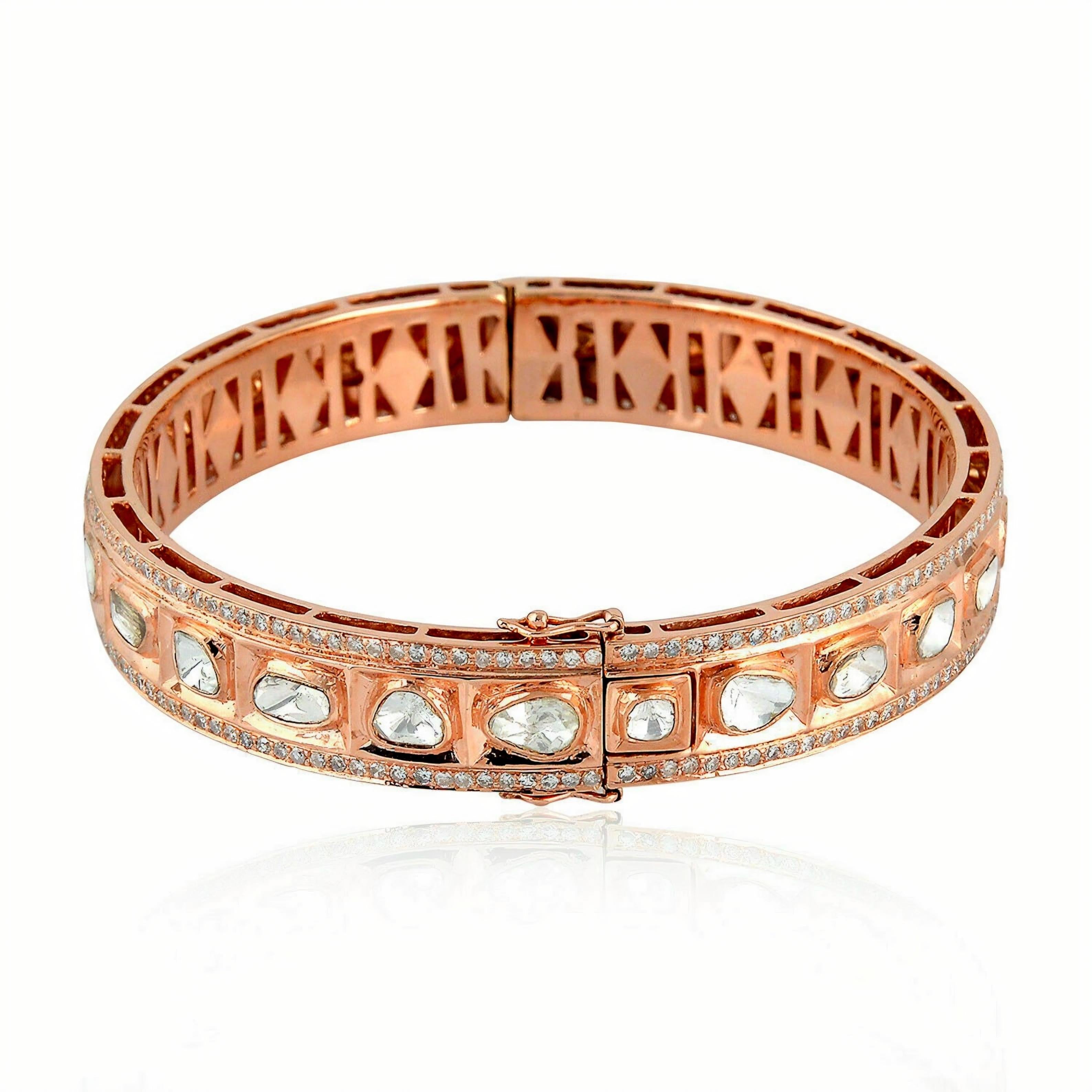 Bracelet victorien ancien Polki avec diamants naturels en vente 3