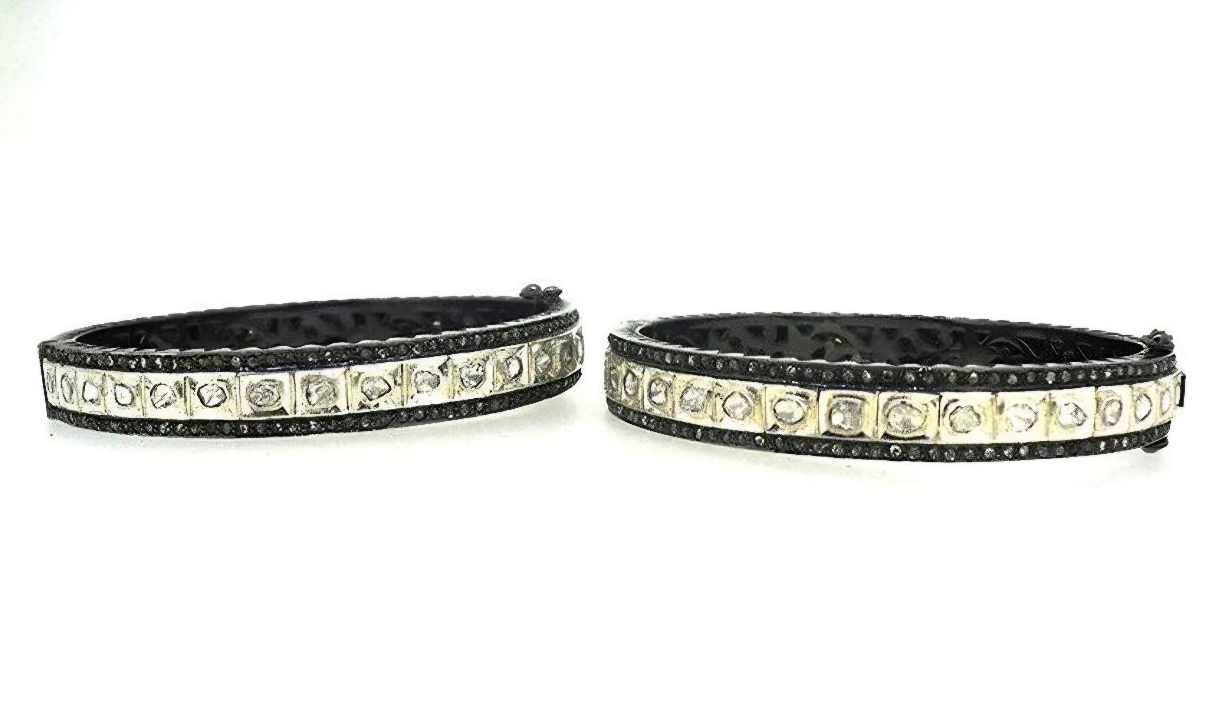 Bracelet ancien Polki en diamants naturels de style victorien  Bracelet fait main 2 pièces en vente 5