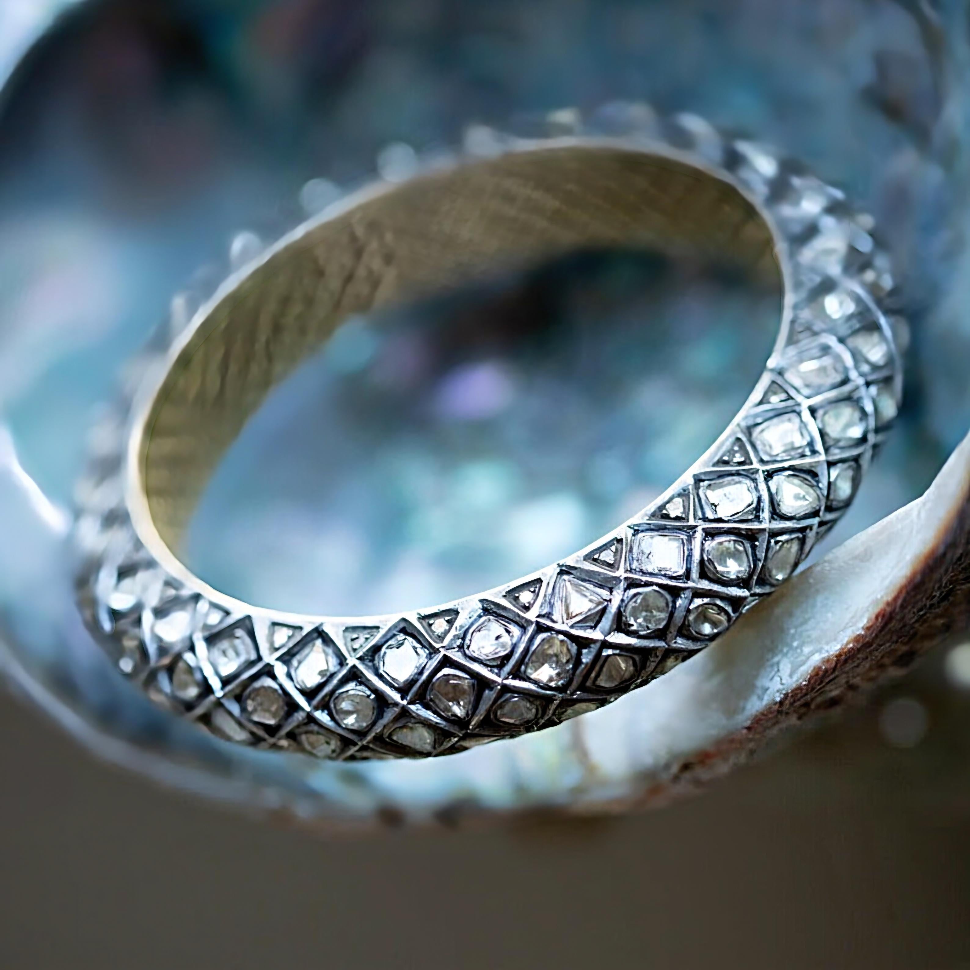 Bracelet ancien Polki en diamants naturels de style victorien  Bracelet fait à la main en vente 4