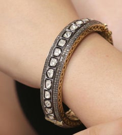 Bracciale con diamante antico Polki Diamante naturale Vittoriano  Bracciale fatto a mano