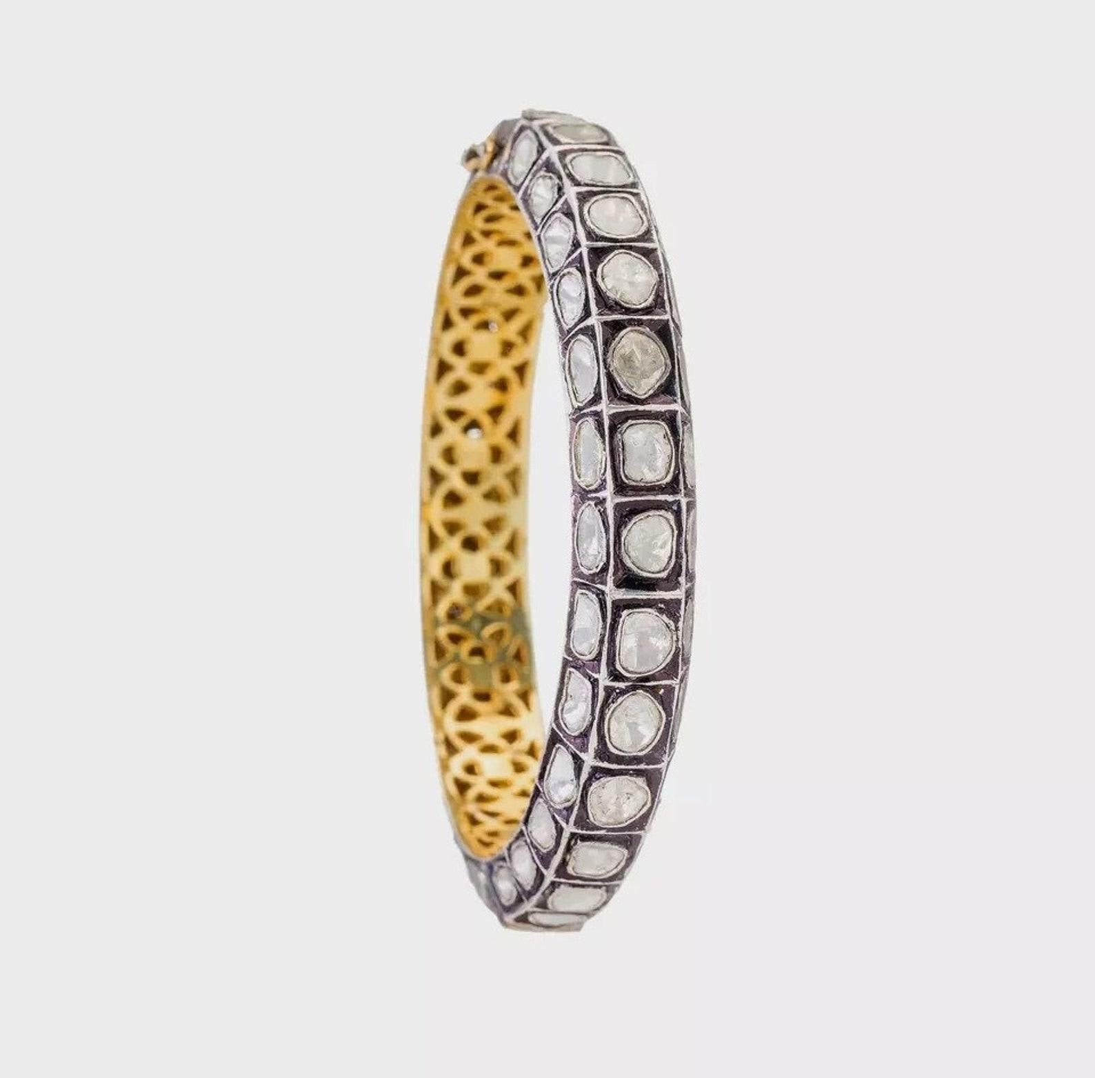 Art Deco Antique Polki Diamond Bracelet Natural Diamond Victorian  Bracelet handmade For Sale