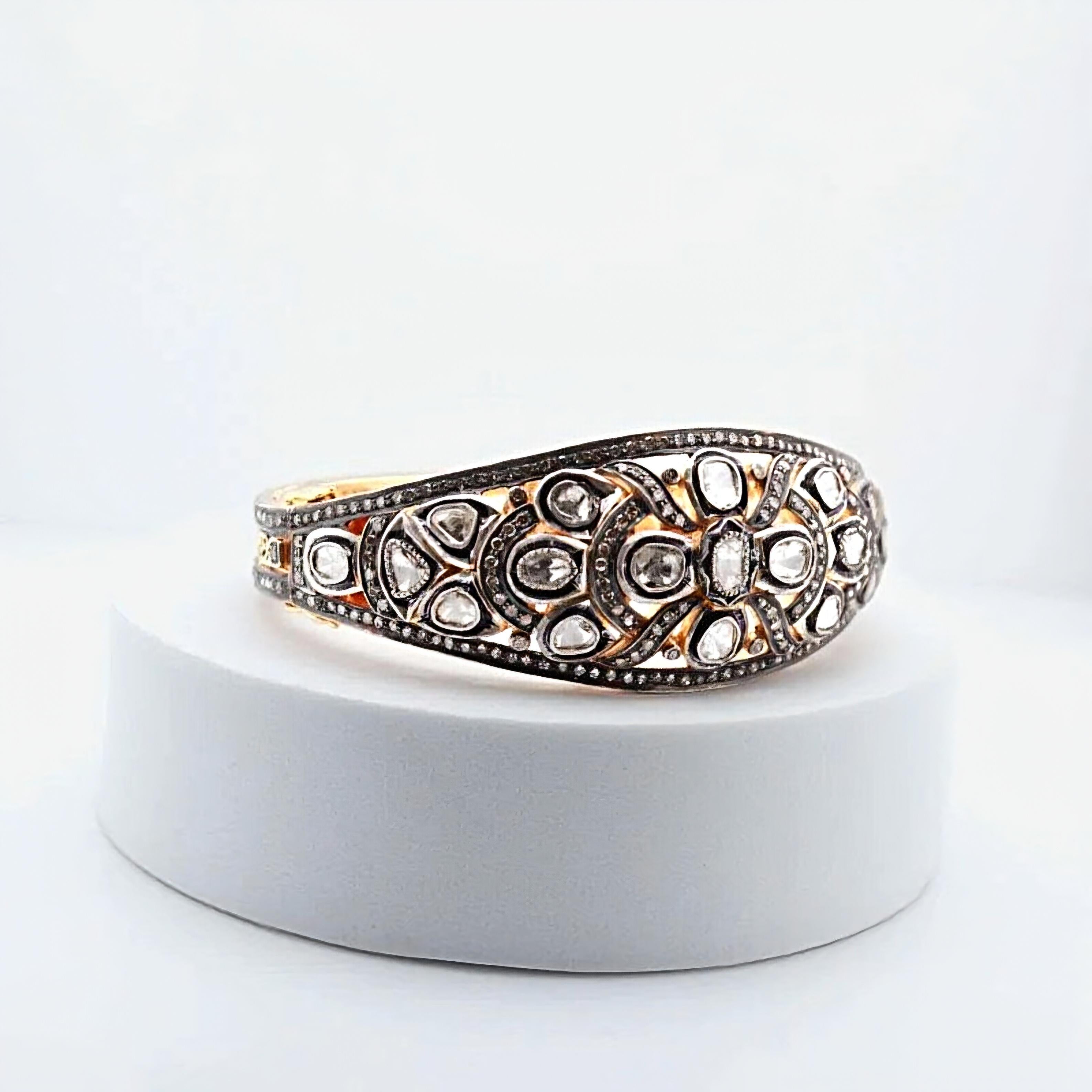 Art Déco Antique Polki Diamond Bracelet Natural Diamond Victorian  Bracelet handmade in vendita