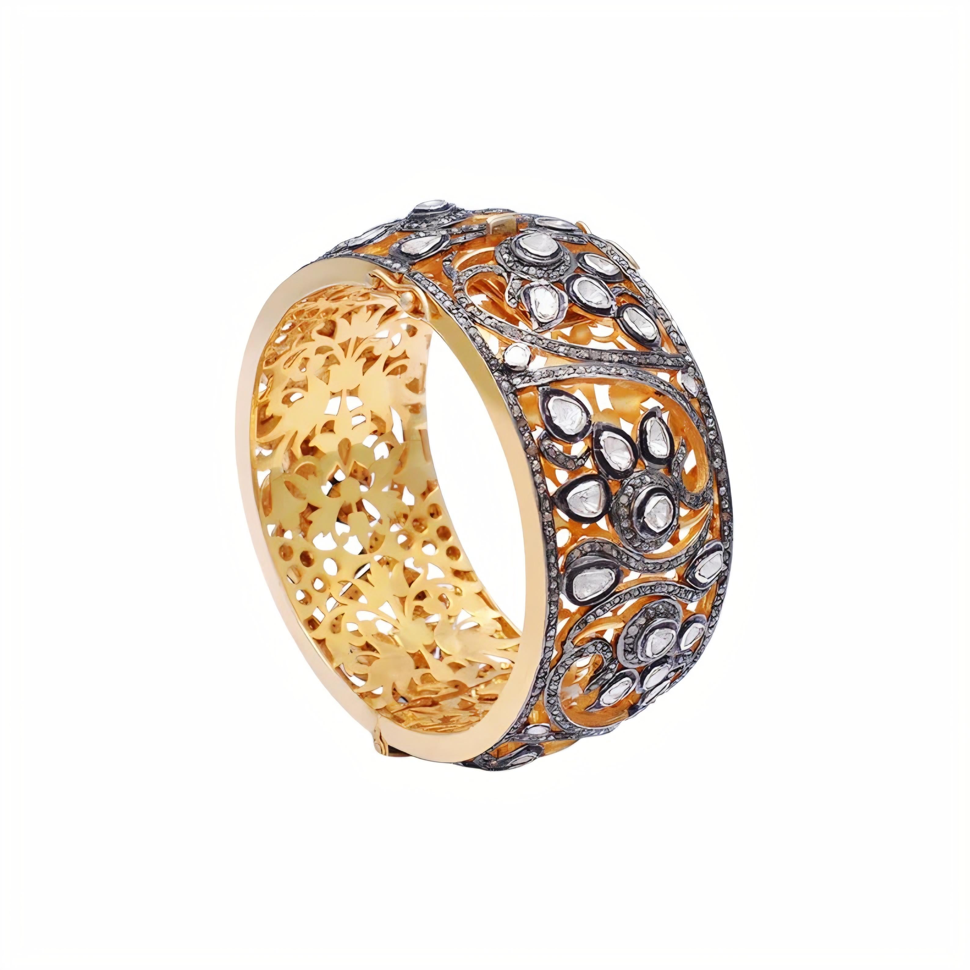 Antikes viktorianisches Polki-Diamant-Armband, natürlicher Diamant  Armbänder handgefertigt (Art déco) im Angebot