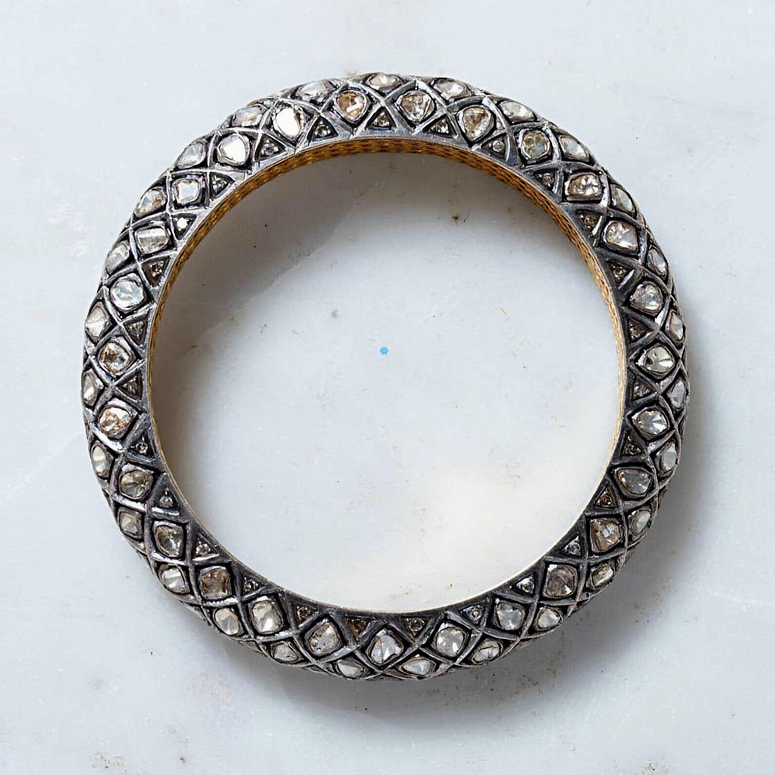Non taillé Bracelet ancien Polki en diamants naturels de style victorien  Bracelet fait à la main en vente