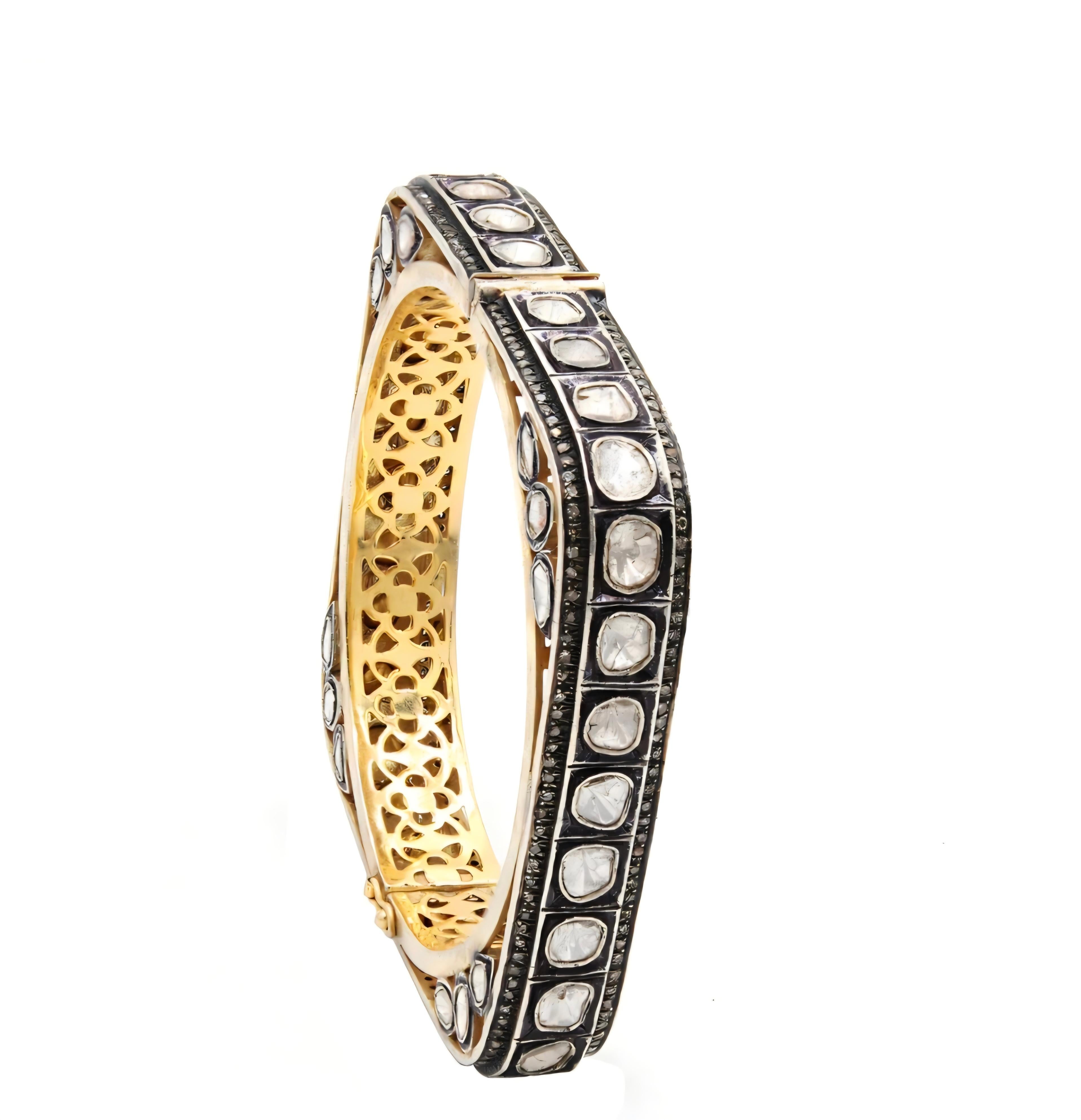 Grezzo Diamante antico Polki  Bracciale Nature Diamond Victorian  Bracciale fatto a mano in vendita
