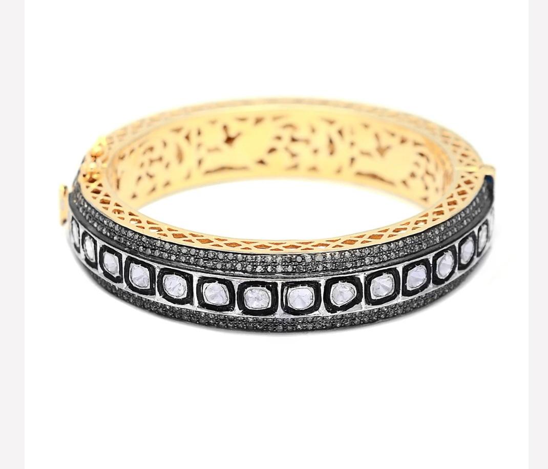Antikes viktorianisches Polki-Diamant-Armband, natürlicher Diamant  Armbänder handgefertigt (Alteuropäischer Brillantschliff) im Angebot