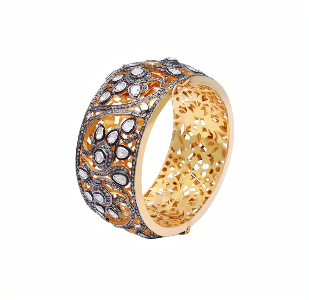 Antikes viktorianisches Polki-Diamant-Armband, natürlicher Diamant  Armbänder handgefertigt Damen im Angebot