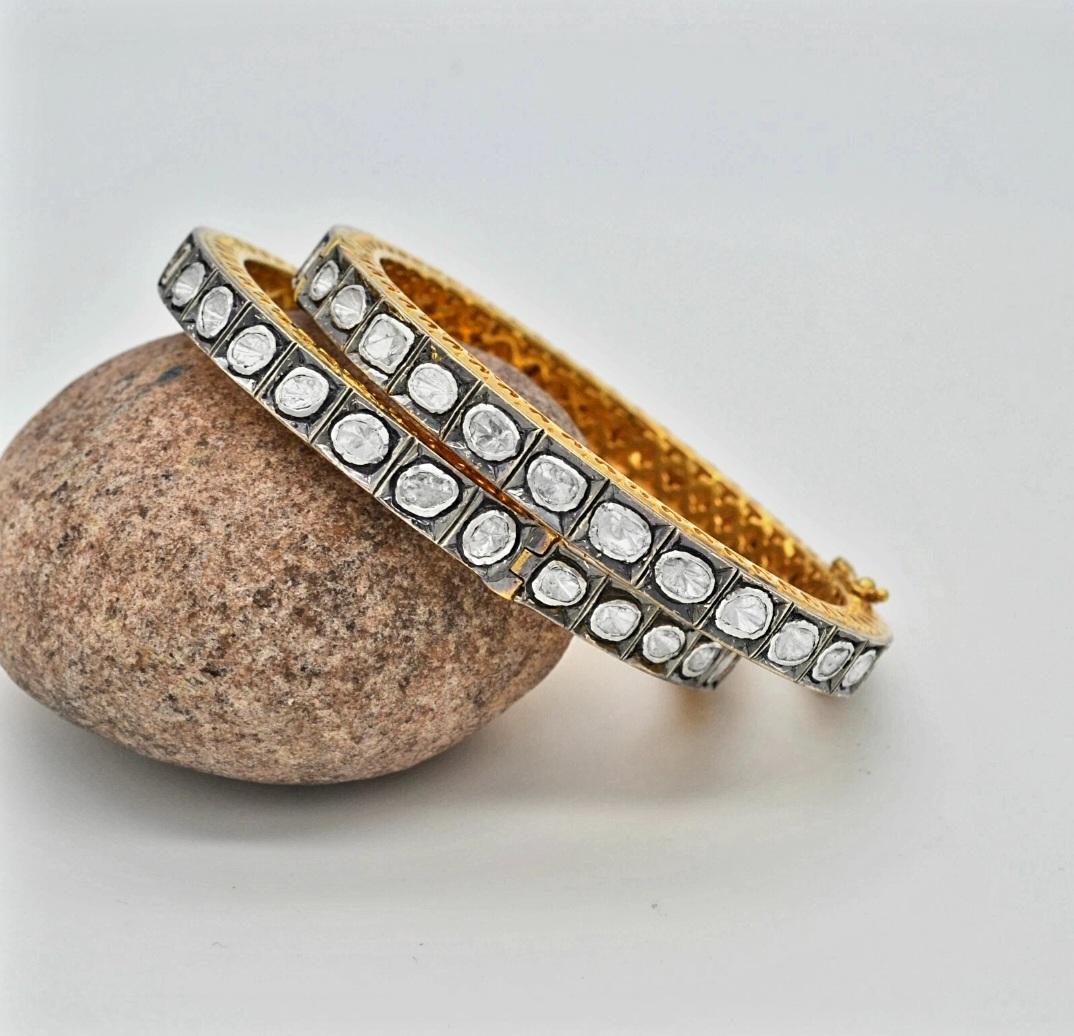 Antique Polki Diamond Bracelet Natural Diamond Victorian  Bracelet handmade For Sale 1