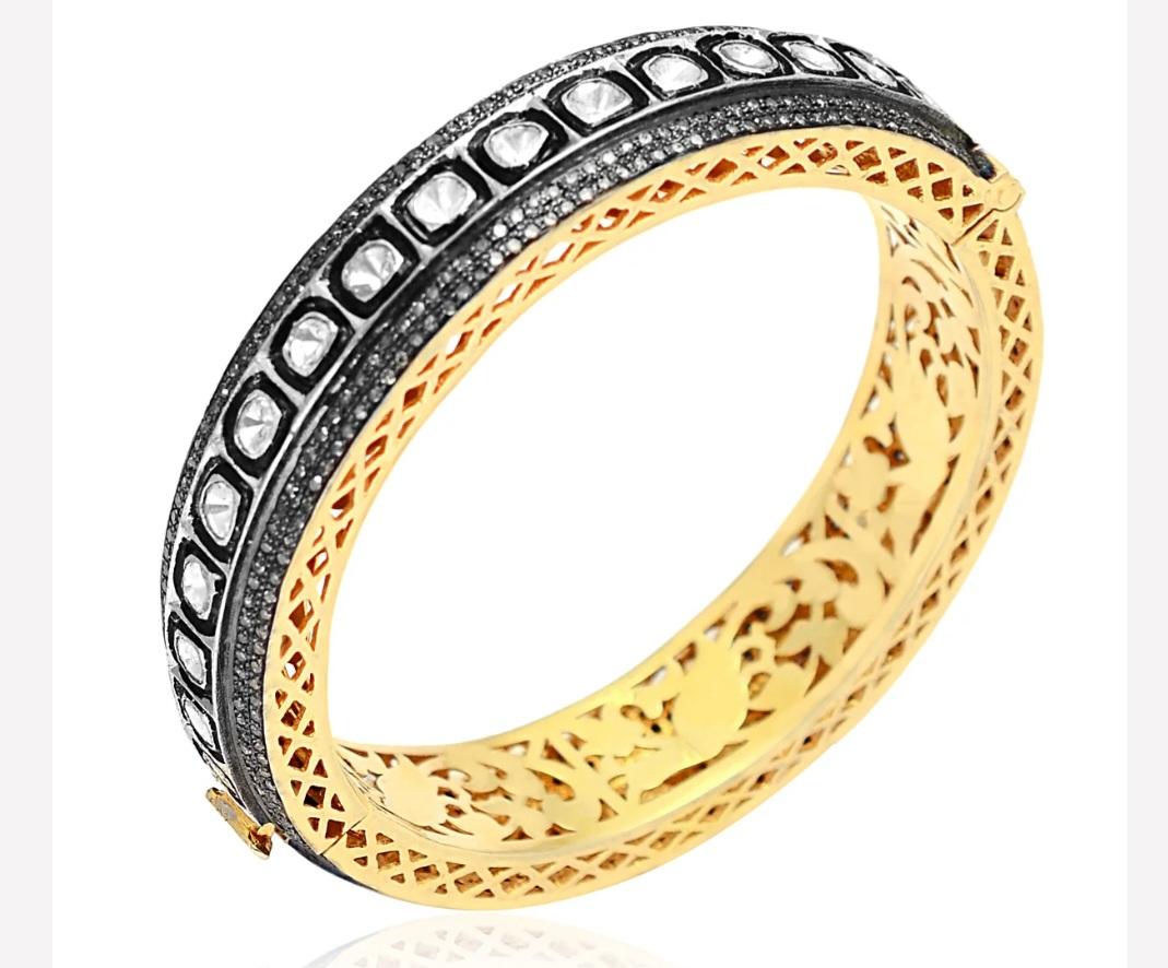 Antikes viktorianisches Polki-Diamant-Armband, natürlicher Diamant  Armbänder handgefertigt im Angebot 1