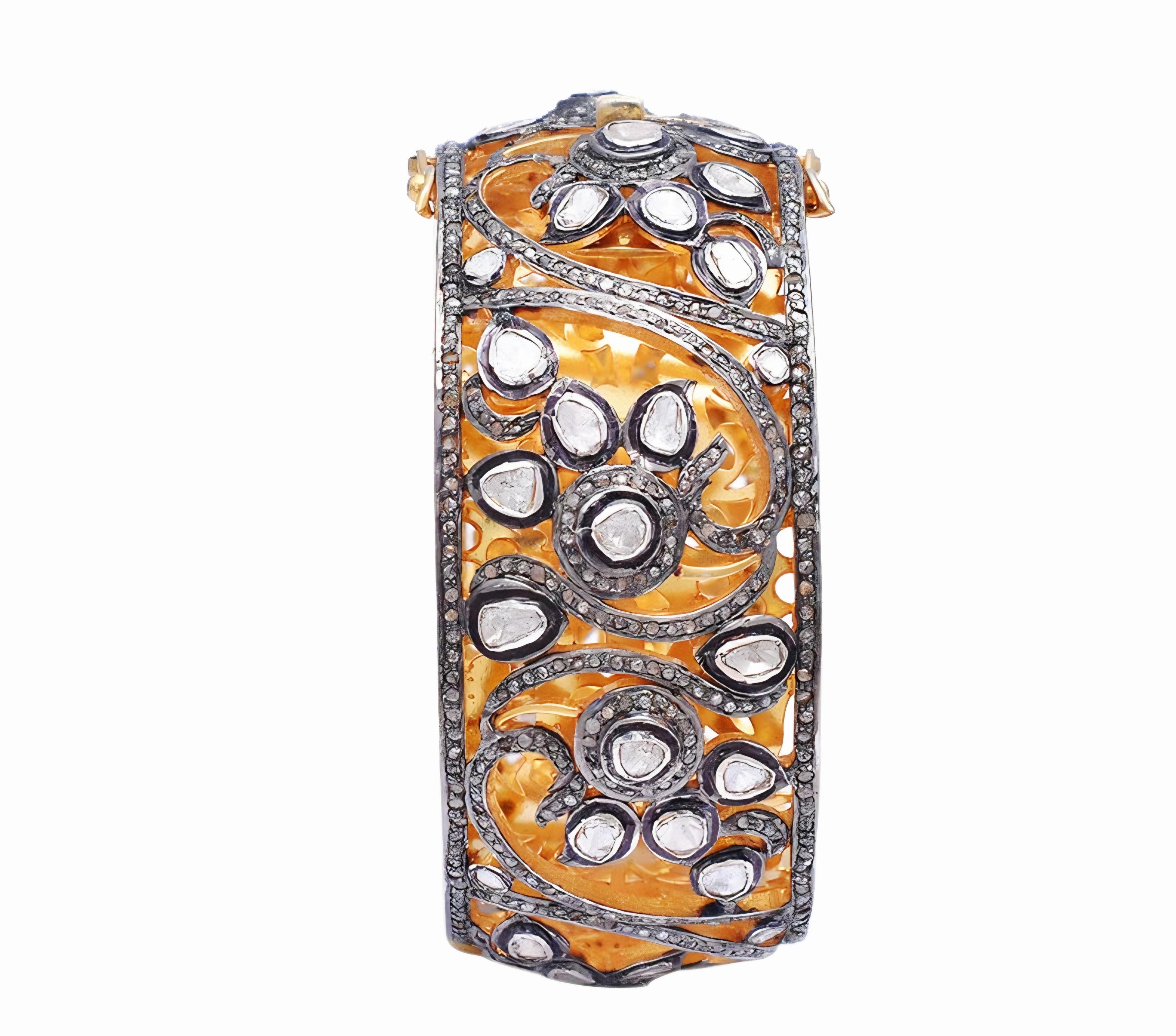Antikes viktorianisches Polki-Diamant-Armband, natürlicher Diamant  Armbänder handgefertigt im Angebot 2