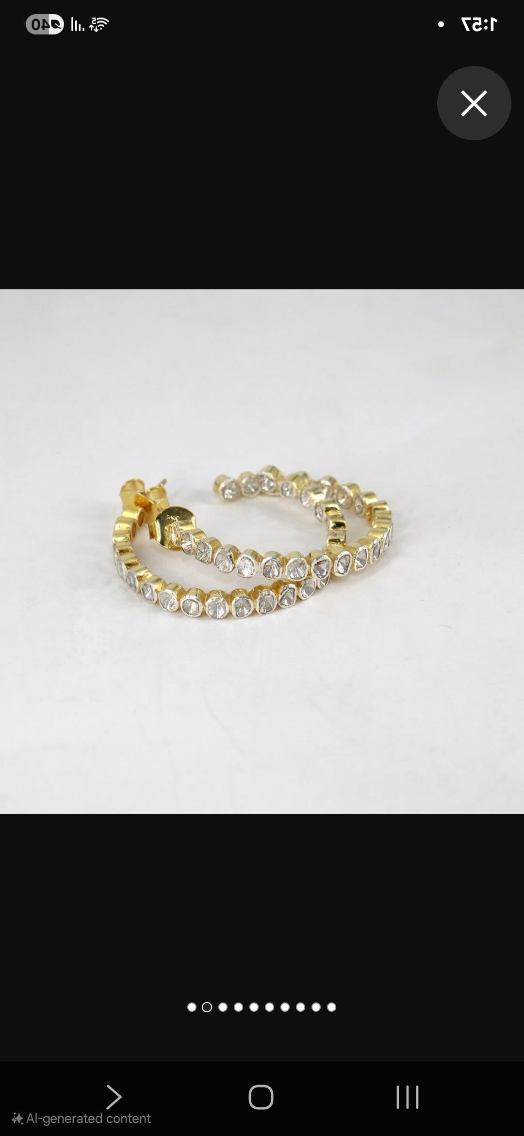 Antiker Polki-Diamant-Ohrring, natürlicher Diamant, viktorianischer Diamant, Paar (Alteuropäischer Brillantschliff) im Angebot