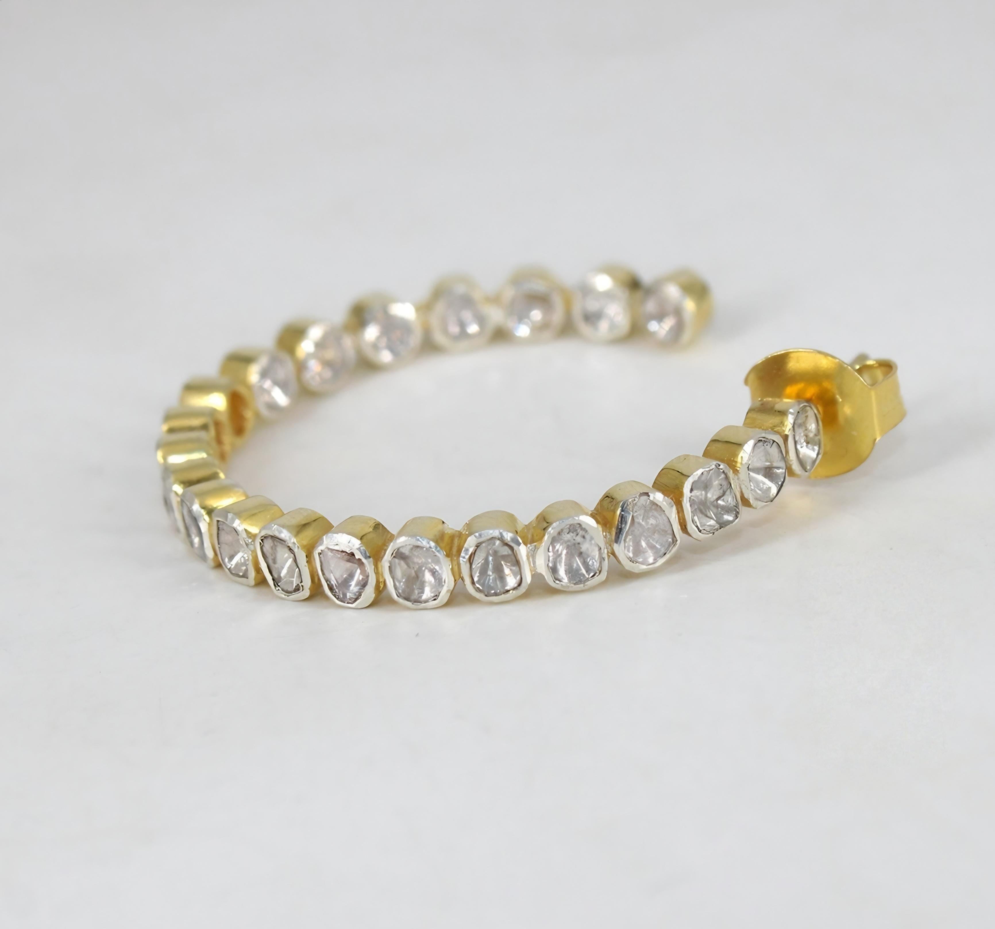 Antiker Polki-Diamant-Ohrring, natürlicher Diamant, viktorianischer Diamant, Paar im Zustand „Neu“ im Angebot in Chicago, IL