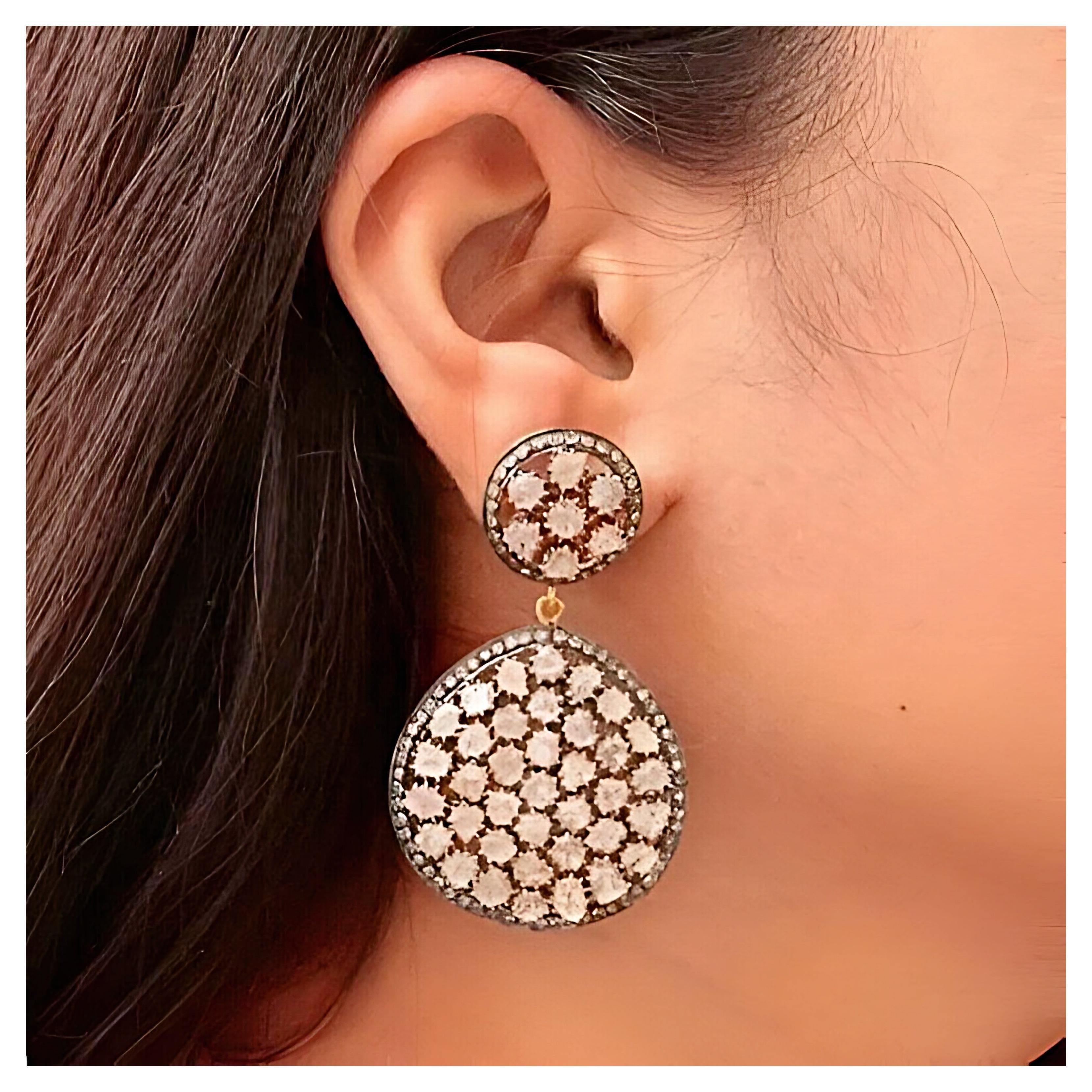 Antique Polki Diamond Earring Natural Diamond Victorian earrings pair