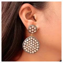 Pendientes de diamantes antiguos Polki Pendientes de diamantes naturales Pareja de pendientes victorianos