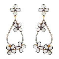 Antique Polki Diamond Earrings and  Pendant 2 pc set Victorian Jewelry