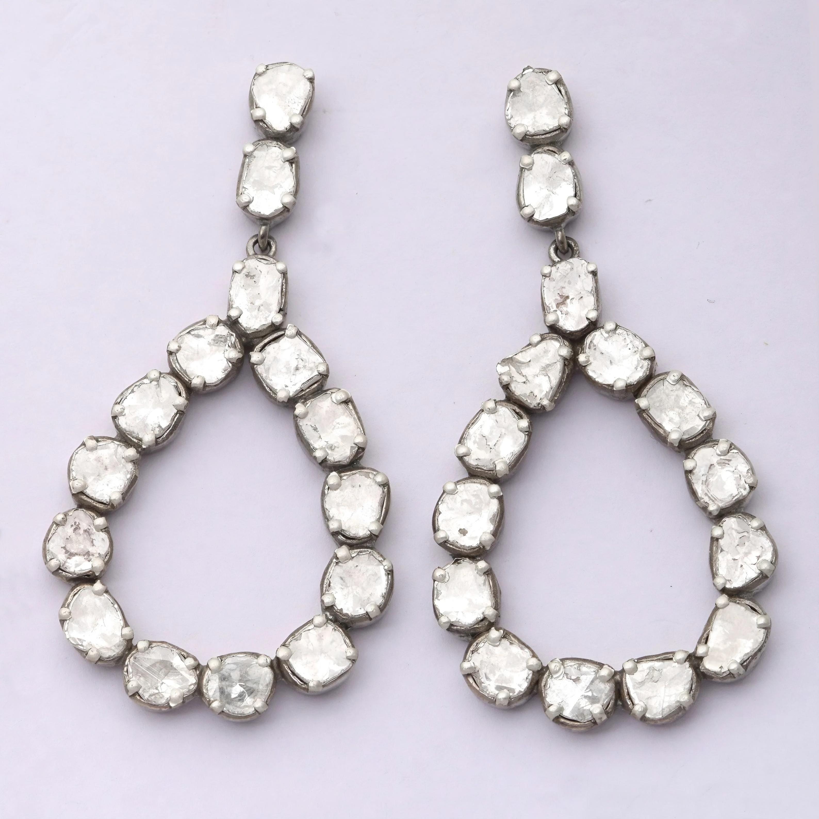 Art déco Boucles d'oreilles Polki et diamants anciens  Pendentif 2 pièces Bijoux Victoriens en vente