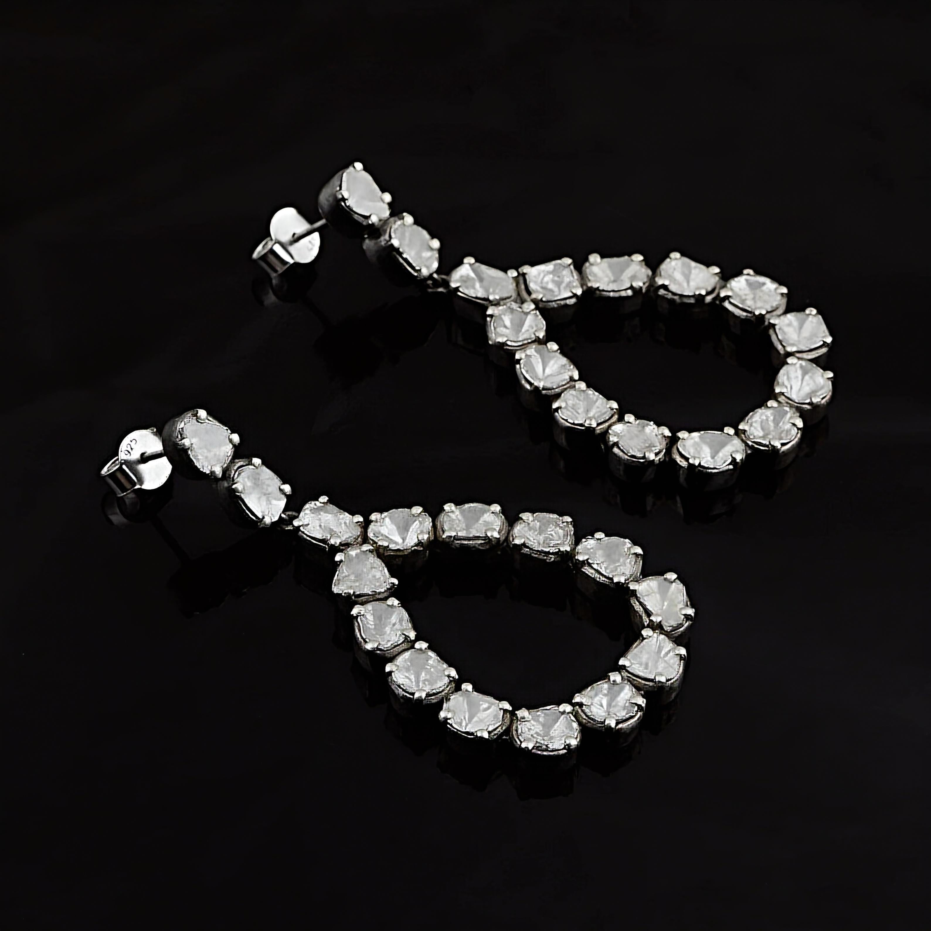 Taille coussin antique Boucles d'oreilles Polki et diamants anciens  Pendentif 2 pièces Bijoux Victoriens en vente