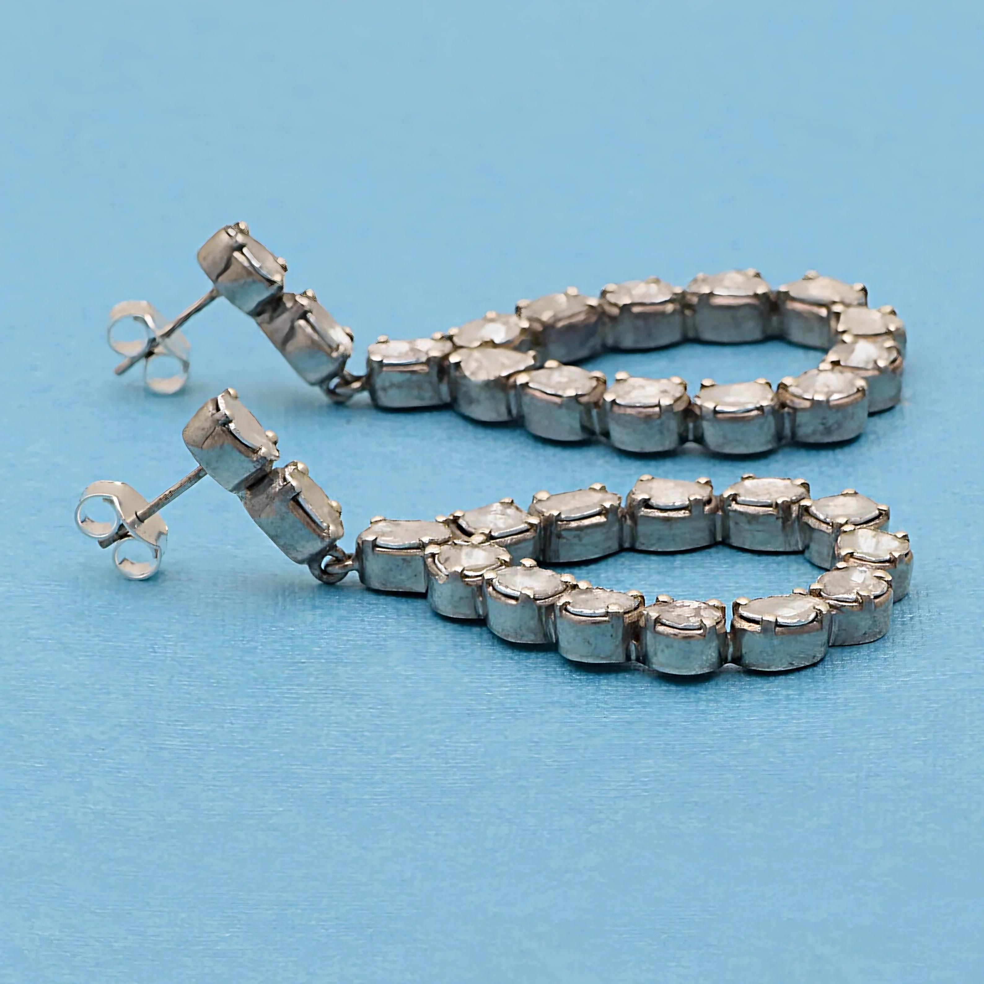 Boucles d'oreilles Polki et diamants anciens  Pendentif 2 pièces Bijoux Victoriens Pour femmes en vente