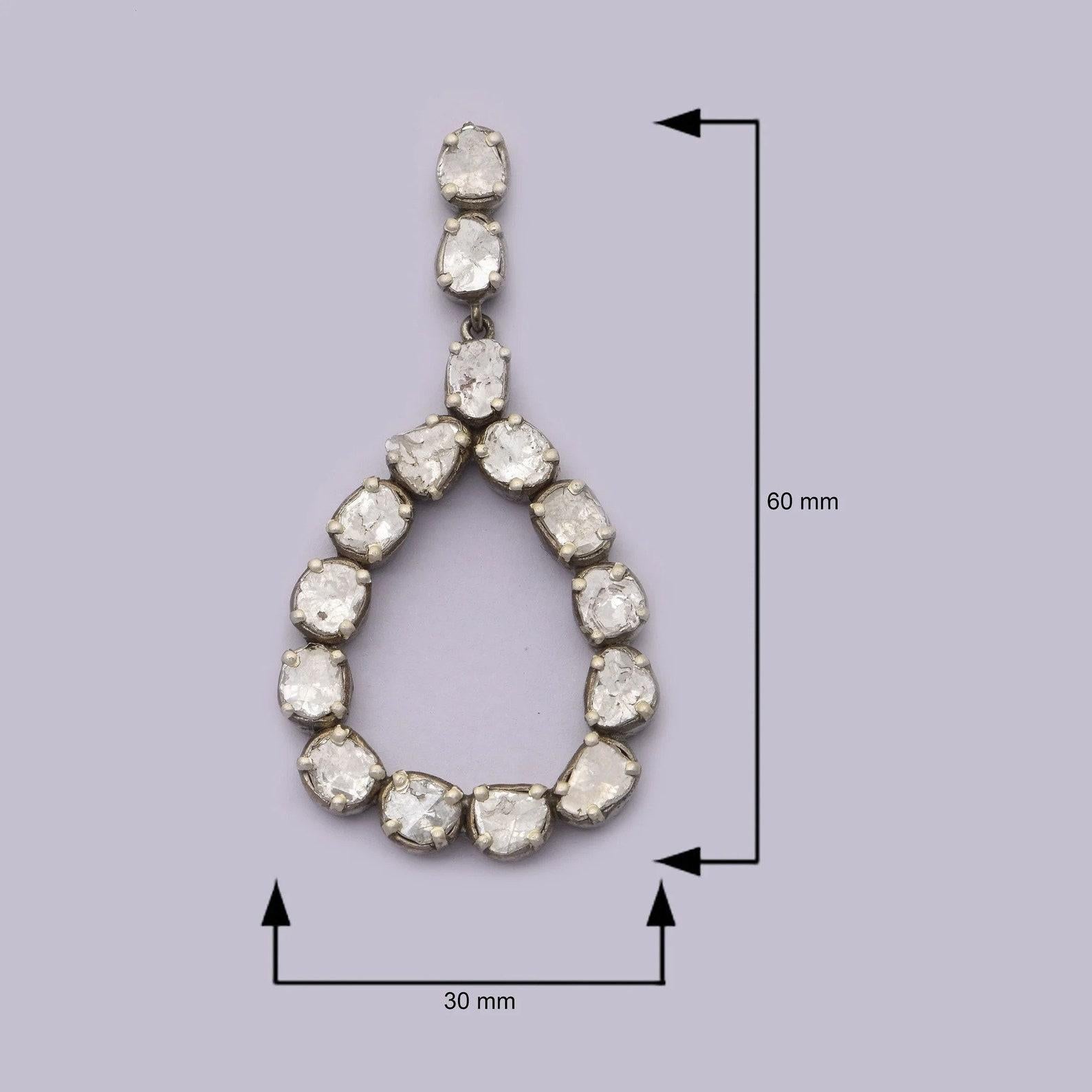 Boucles d'oreilles Polki et diamants anciens  Pendentif 2 pièces Bijoux Victoriens en vente 1
