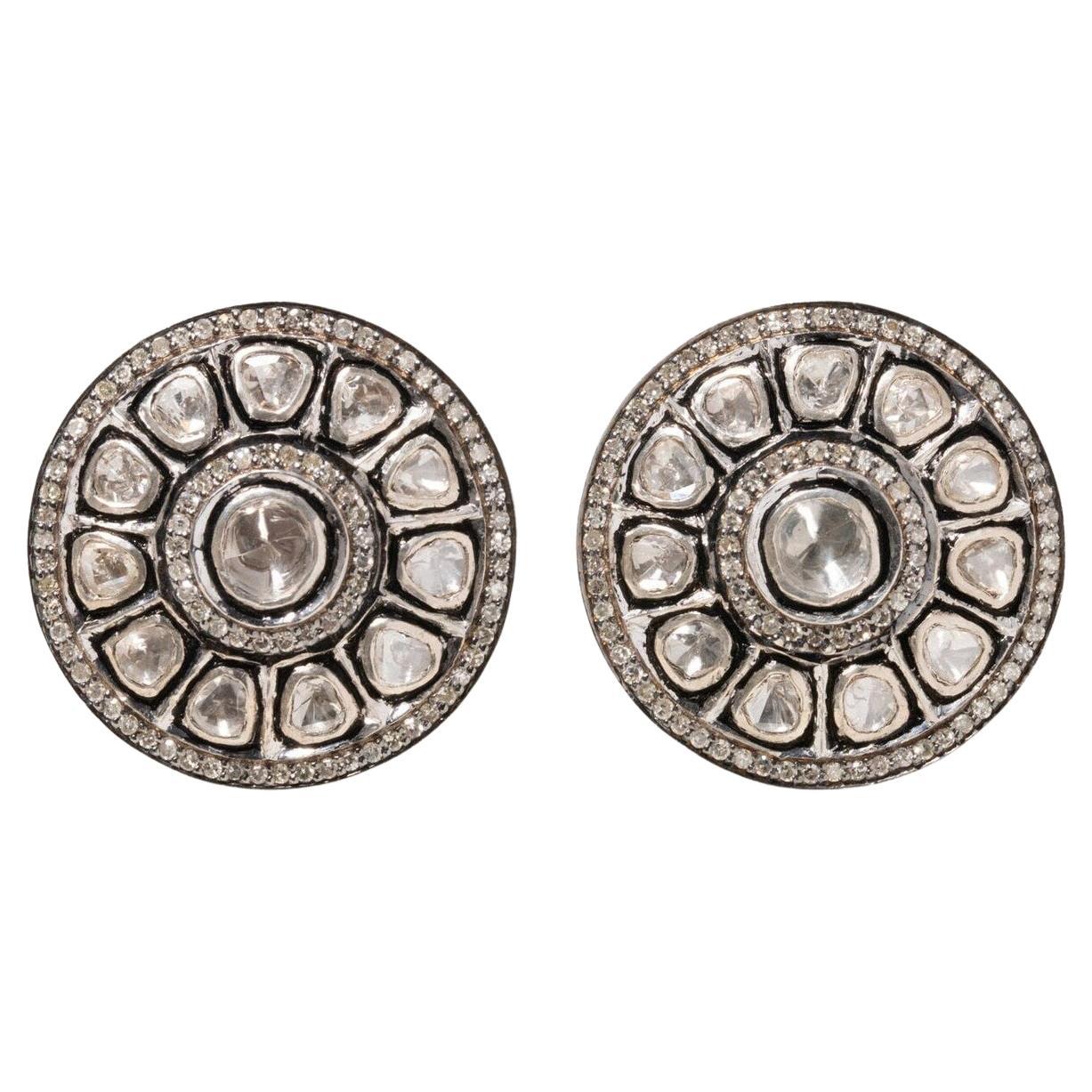 Antique Polki Diamond Earrings Natural Diamond Victorian Diamond Earrings