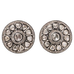 Antique Polki Diamond Earrings Natural Diamond Victorian Diamond Earrings