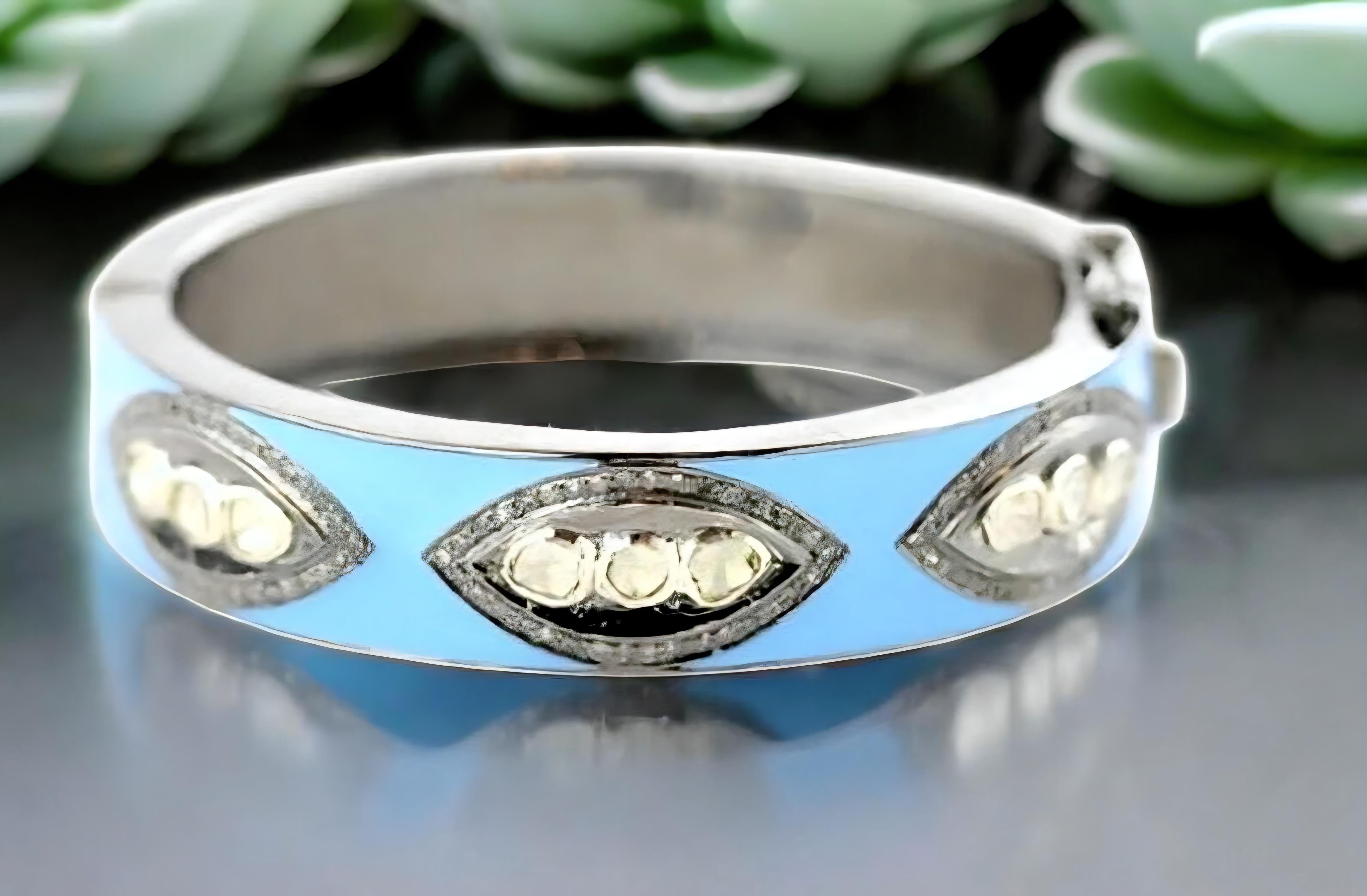 Bracelet victorien ancien Polki en émail et diamants naturels en vente 1