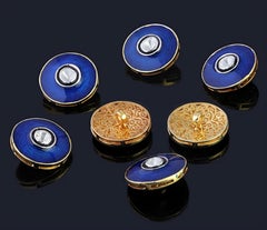 Antike Polki Diamond Emaille Knopf Natural Diamond Victorian Manschettenknöpfe oder  Mantel