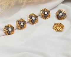 Antiguo Polki Diamante esmalte botón Diamante Natural Victoriano gemelos o abrigo