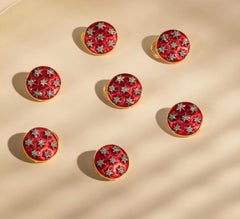Antique Polki Diamond enamel button Natural Diamond Victorian cufflinks or  coat