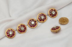 Boutons de manchettes anciens en émail Polki Diamond Natural Diamond Victorian ou  manteau