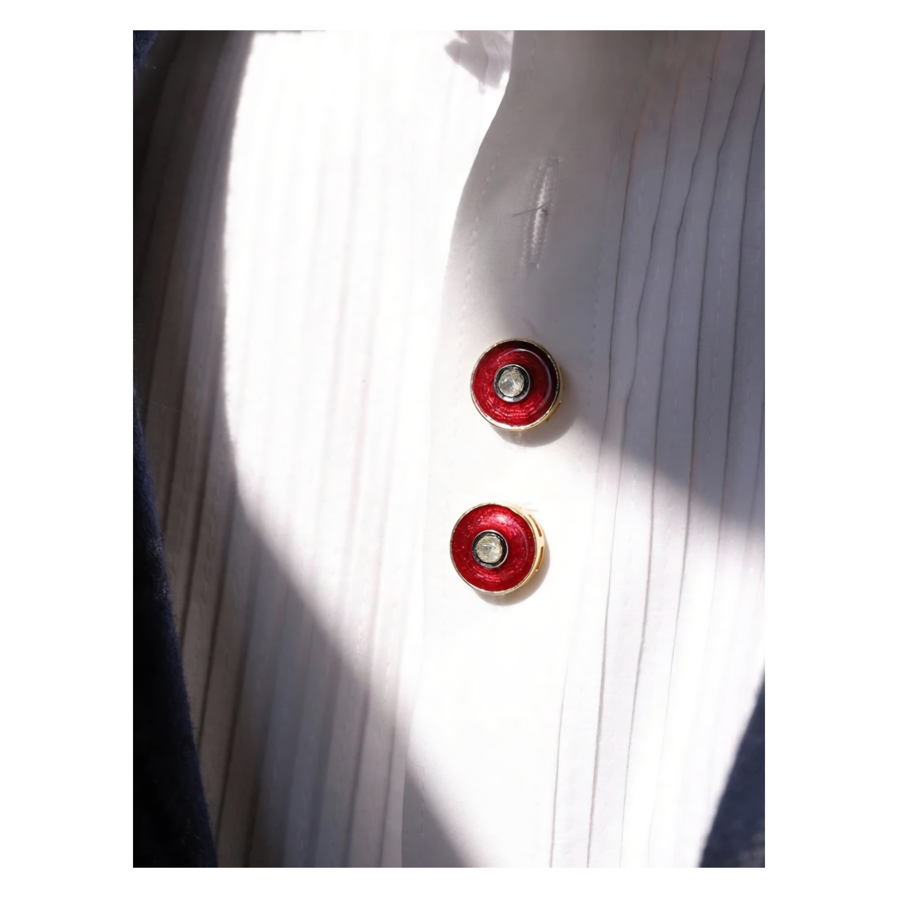 Antico bottone in smalto Polki Diamond Gemelli vittoriani in diamante naturale o  cappotto