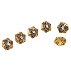 Antico bottone in smalto Polki Diamond Gemelli vittoriani in diamante naturale o  cappotto