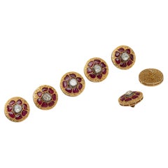 Antico bottone in smalto Polki Diamond Gemelli vittoriani in diamante naturale o  cappotto