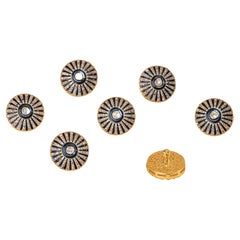 Antiguo Polki Diamante esmalte botón Diamante Natural Victoriano gemelos o  abrigo