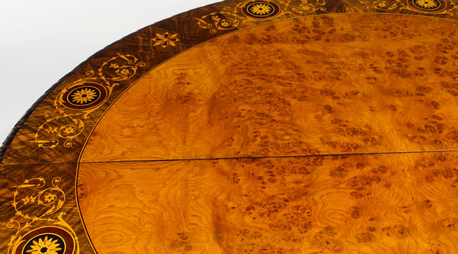 Antique Pollard Oak and Marquetry Oval Victorian Dining Table, 19th Century 6