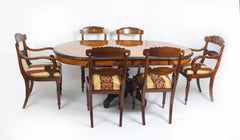 Antique Pollard Oak and Marquetry Oval Victorian Dining Table, 19th Century