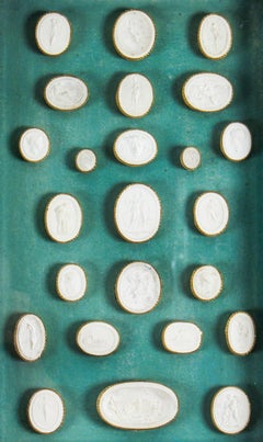 Antique Pollard Oak Framed Collection Grand Tour Classical Intaglios Early19th C