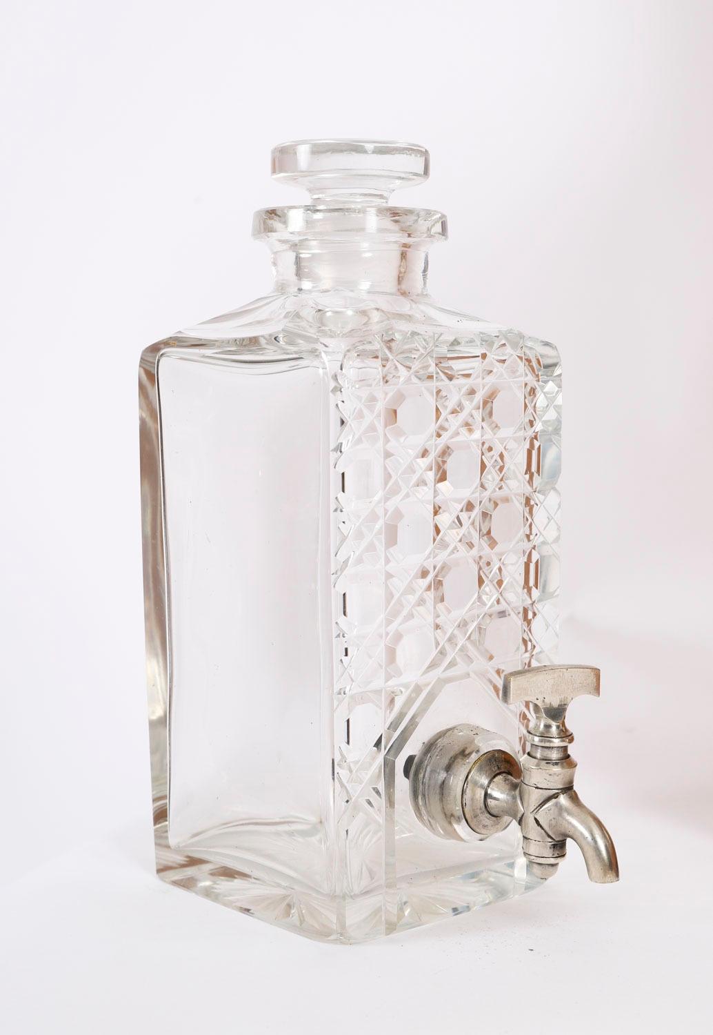 Antiguo decantador de tres cristales de roble Pollard Humidor de bar seco Tantalus Siglo XIX en venta 7