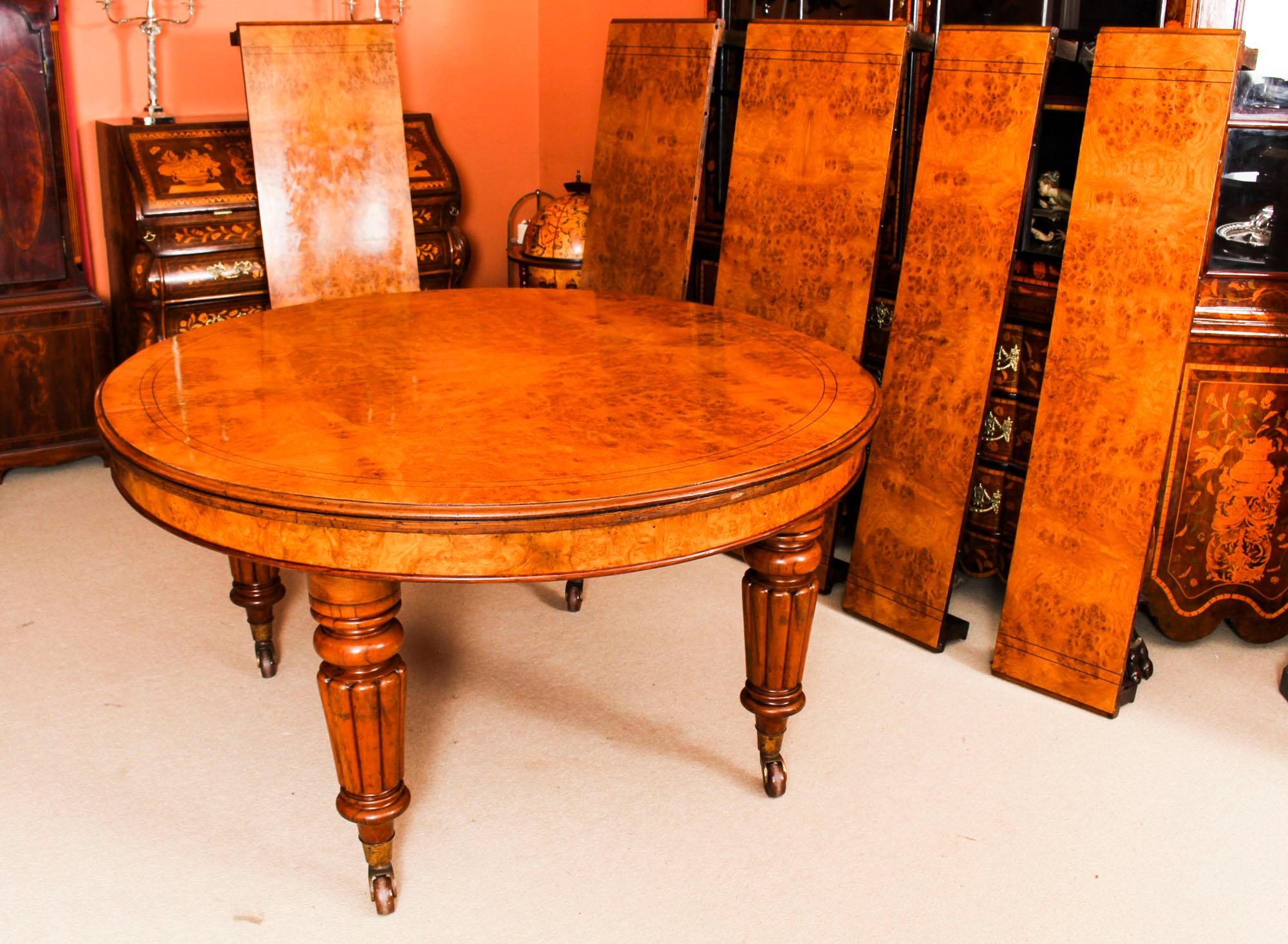Mid-19th Century Antique Pollard Oak Victorian Dining Table 19th Century and 12 Bespoke Chairs