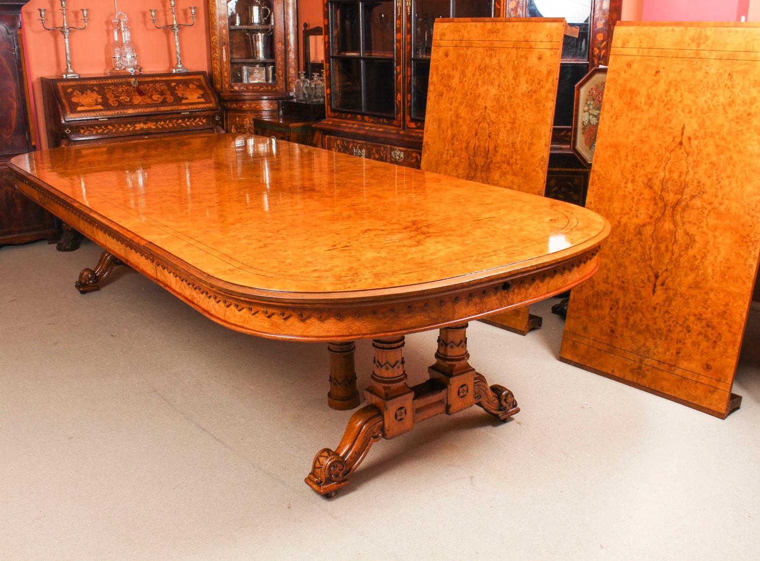 Antique Pollard Oak Victorian Dining Table 19th Century and 16 Bespoke Chairs In Good Condition In London, GB