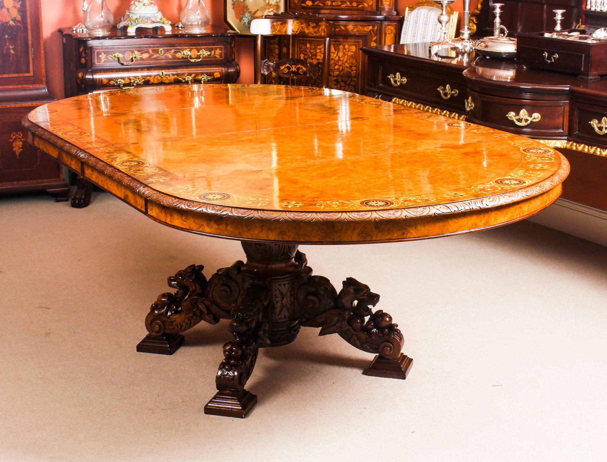 English Antique Pollard Oak Victorian Dining Table 19th Century and Eight Bespoke Chairs