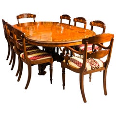 Antique Pollard Oak Victorian Dining Table 19th Century and Eight Bespoke Chairs