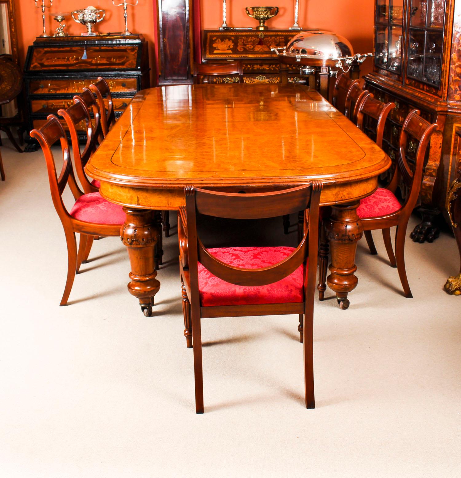 There is no mistaking the style and sophisticated design of this exquisite dining set comprising a rare English antique Victorian pollard oak extending dining table, circa 1850 in date and a set of ten vintage dining chairs.
The styles that