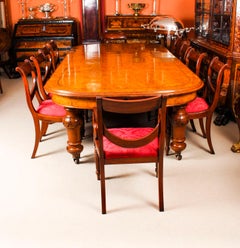 Antique Pollard Oak Victorian Extending Dining Table 19th Century and 10 Chairs