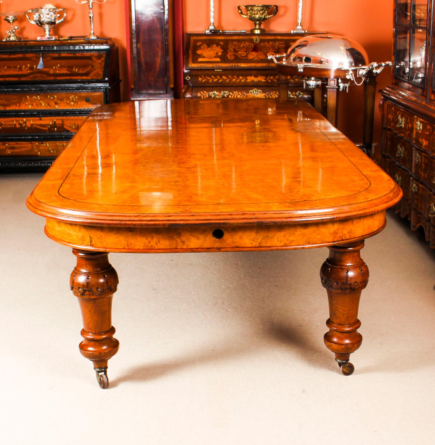 English Antique Pollard Oak Victorian Extending Dining Table 19th Century and 10 Chairs